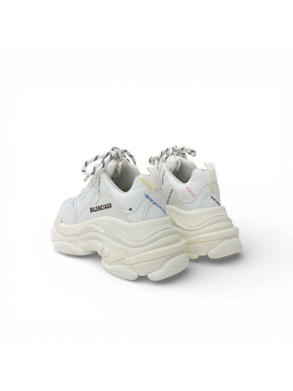 Balenciaga Triple S Sneakers Shoes Leather White Multicolor Logo - Picture 4 of 10